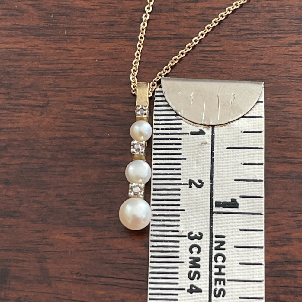 Genuine freshwater cultured pearl & diamond gold plated solid 925 silver pendant - Picture 8 of 11